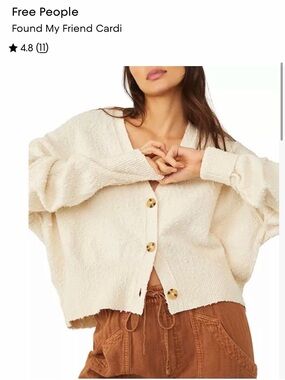 Free People Cream Button-Front Textured Cardigan
